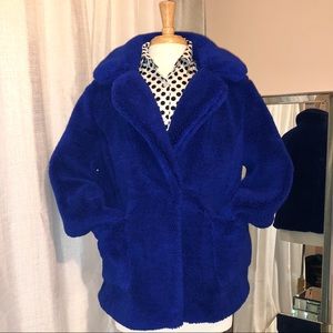 Sebby Teddy Faux Shearling Jacket Cobalt Blue Sz M